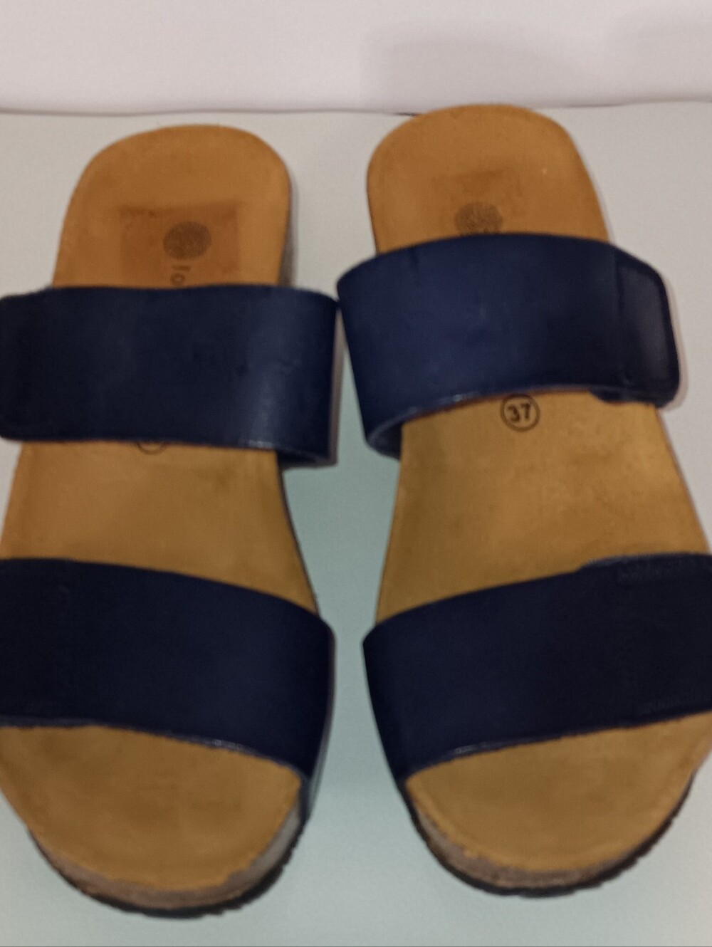Women’s Navy Dual-Strap Slide Sandals